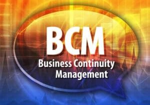 word speech bubble illustration of business acronym term BCM Business Continuity Management