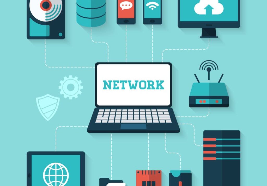 Flat vector illustration of computer network concept